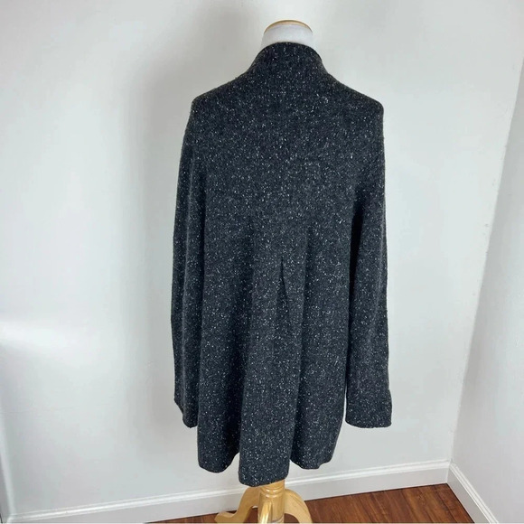 EILEEN FISHER Wool Angora Gray Marled Structured Long Cardigan Sweater Size L - Picture 3 of 8